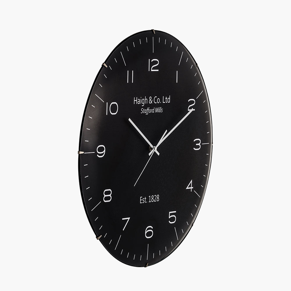 Beau&Co Black and Silver Dome Glass Wall Clock