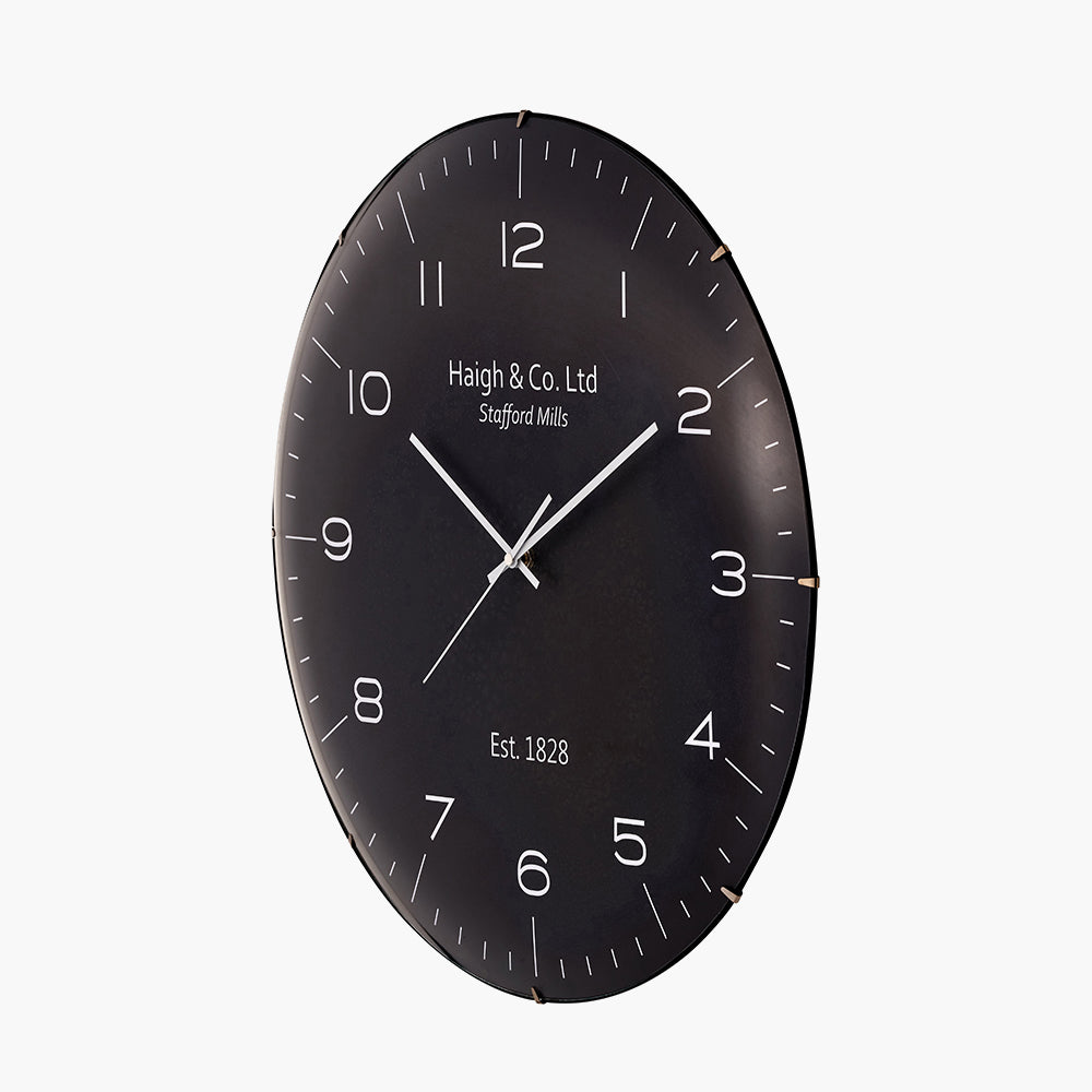Beau&Co Black and Silver Dome Glass Wall Clock
