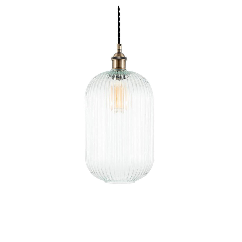 Beau&Co Elin Clear Ribbed Glass Tall Pendant