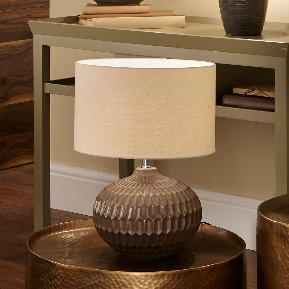 Beau&Co Erik Bronze Textured Glazed Ceramic Table Lamp
