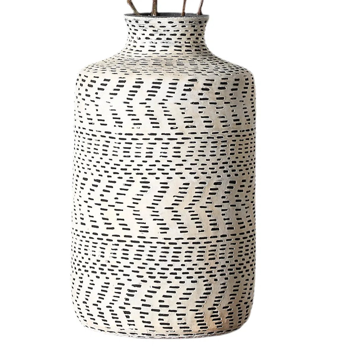 Beau&Co Espen Natural and Black Stoneware Aztec Design Vase