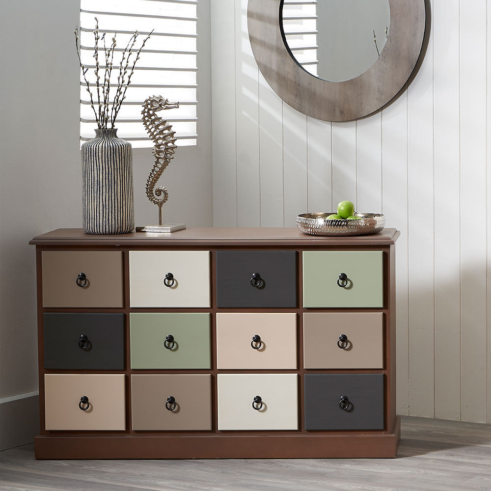 Beau&Co Falk Sage Multicoloured Pine Wood 12 Drawer Unit