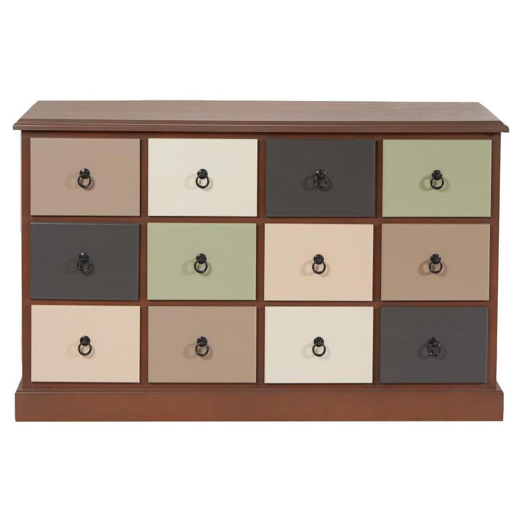 Beau&Co Falk Sage Multicoloured Pine Wood 12 Drawer Unit