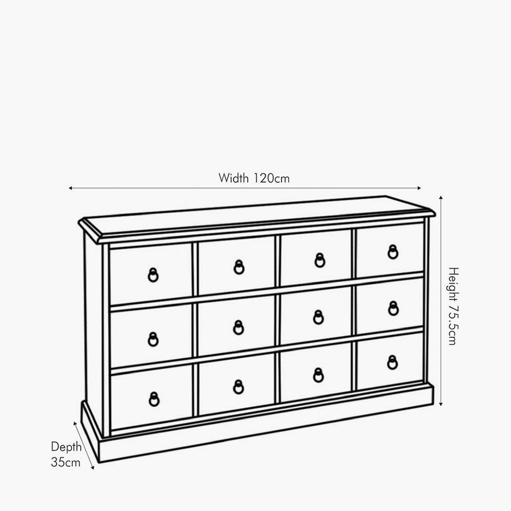 Beau&Co Falk Sage Multicoloured Pine Wood 12 Drawer Unit