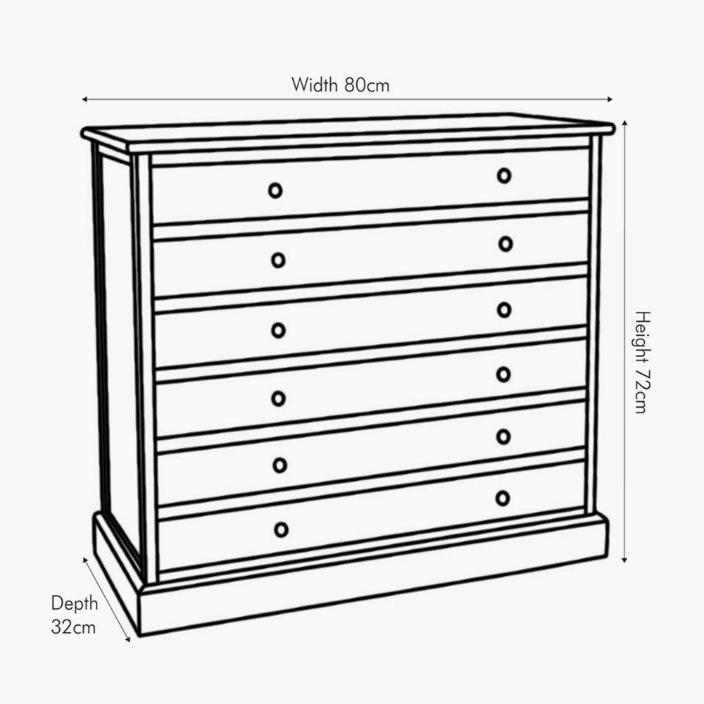 Beau&Co Falk Sage Multicoloured Pine Wood 6 Drawer Unit
