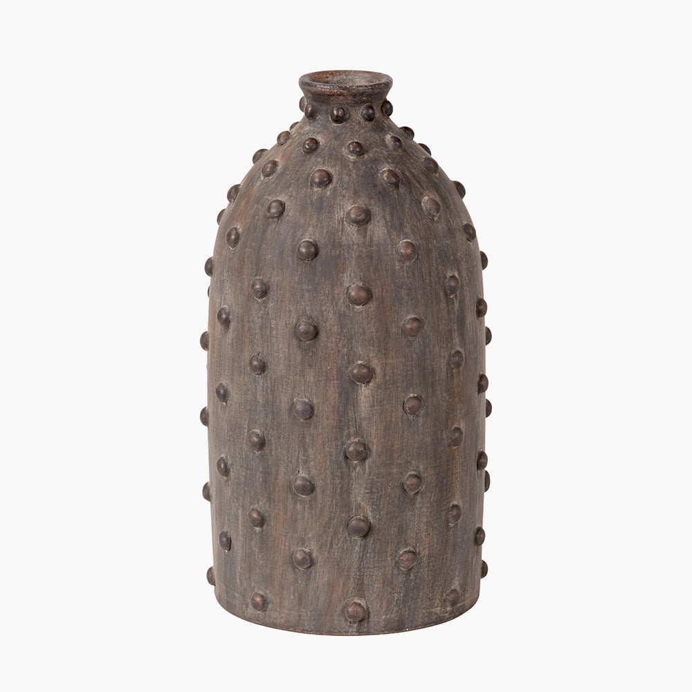 Beau&Co Freja Textured Dot Grey Stoneware Vase