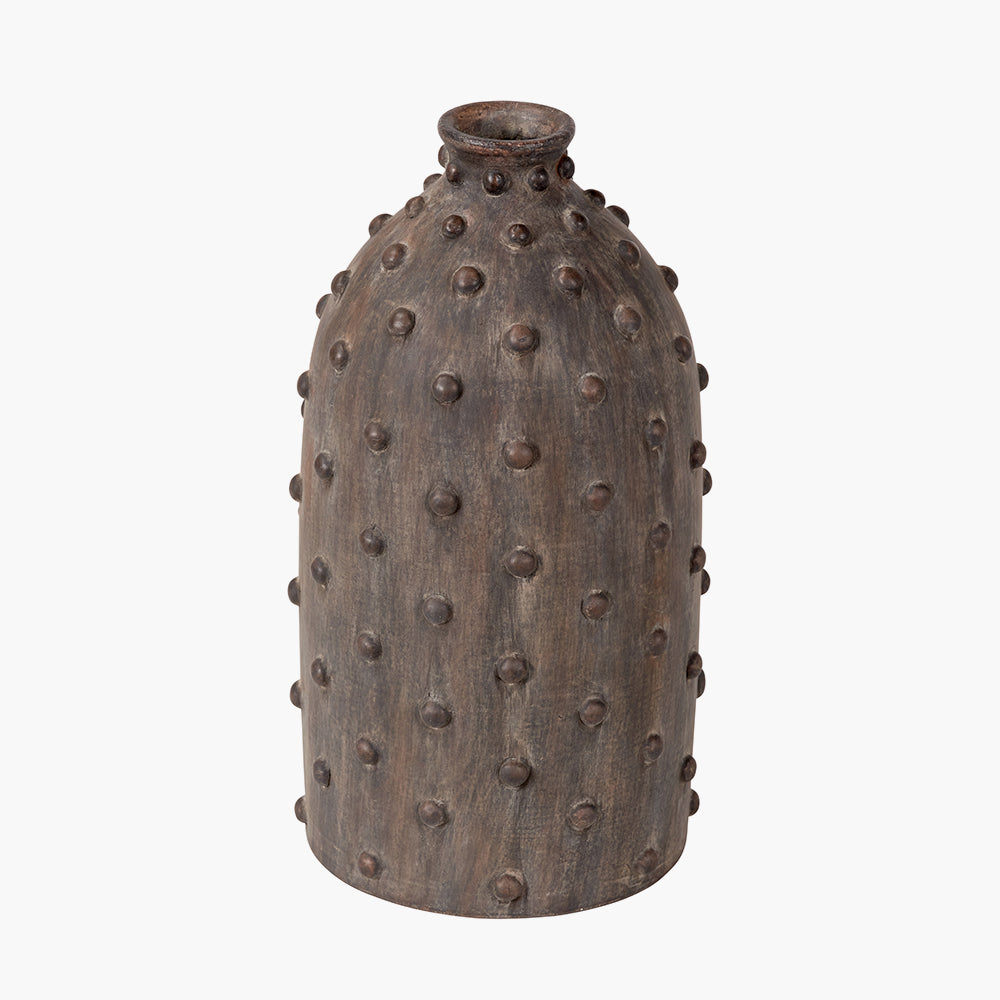 Beau&Co Freja Textured Dot Grey Stoneware Vase