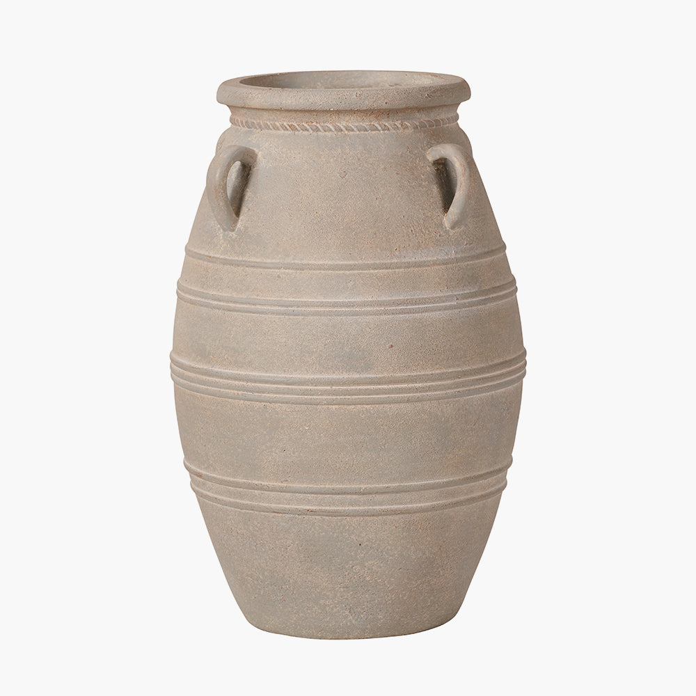 Beau&Co Grey Wash Fibrestone Decorative Vase with Handles