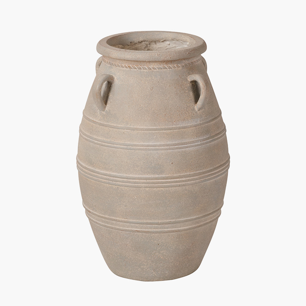 Beau&Co Grey Wash Fibrestone Decorative Vase with Handles