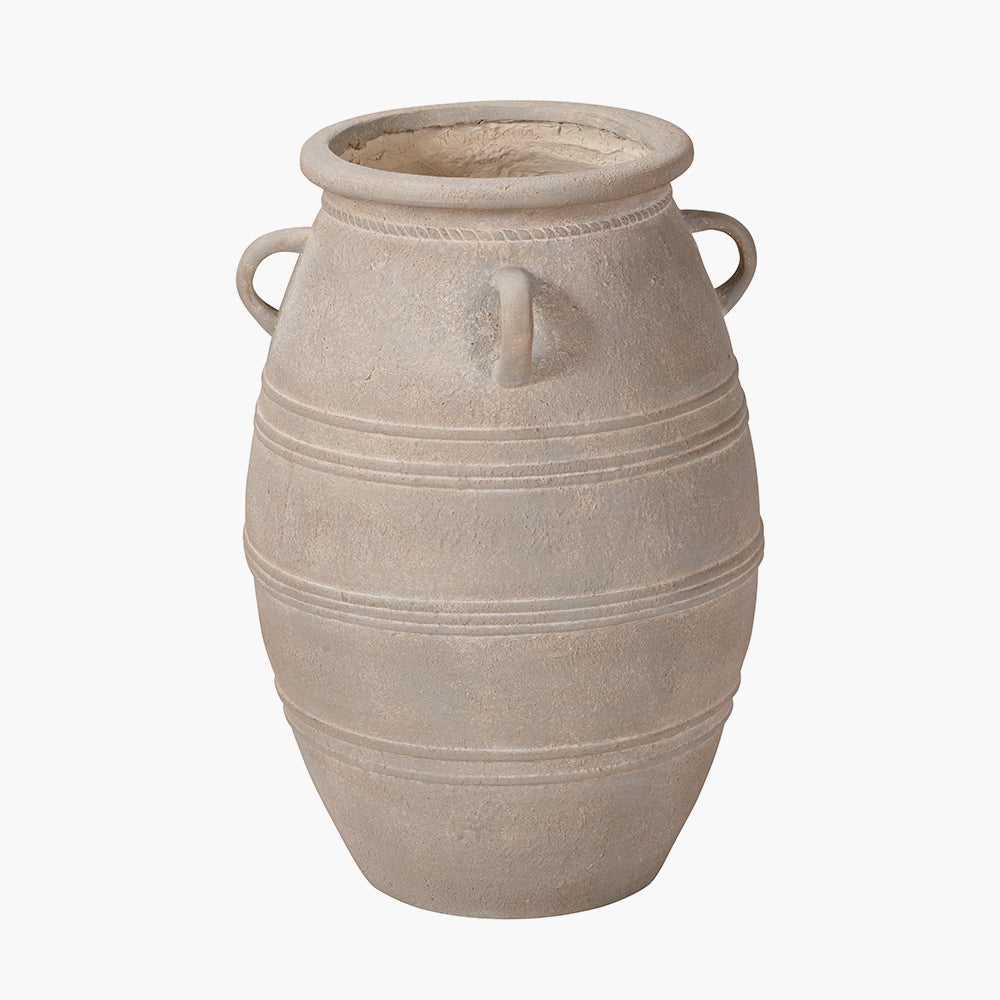 Beau&Co Grey Wash Fibrestone Decorative Vase with Handles Large