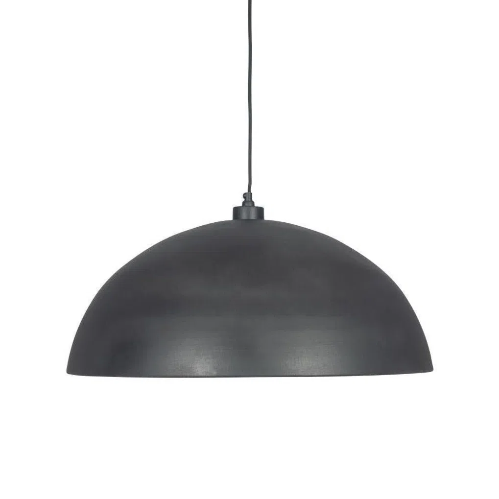Beau&Co Gustav Metal Dome Pendant In Matt Black and Gold Leaf