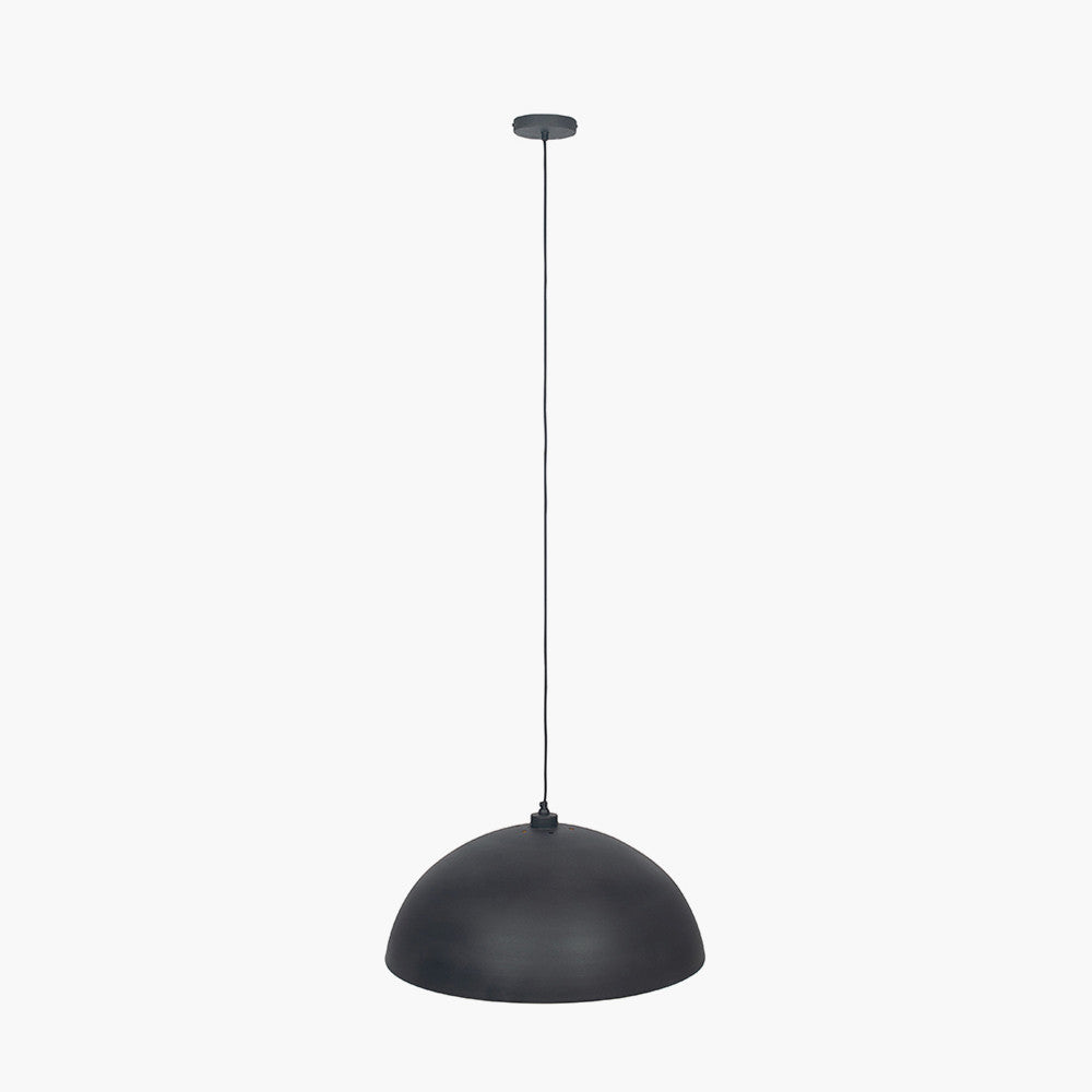 Beau&Co Gustav Metal Dome Pendant In Matt Black and Gold Leaf