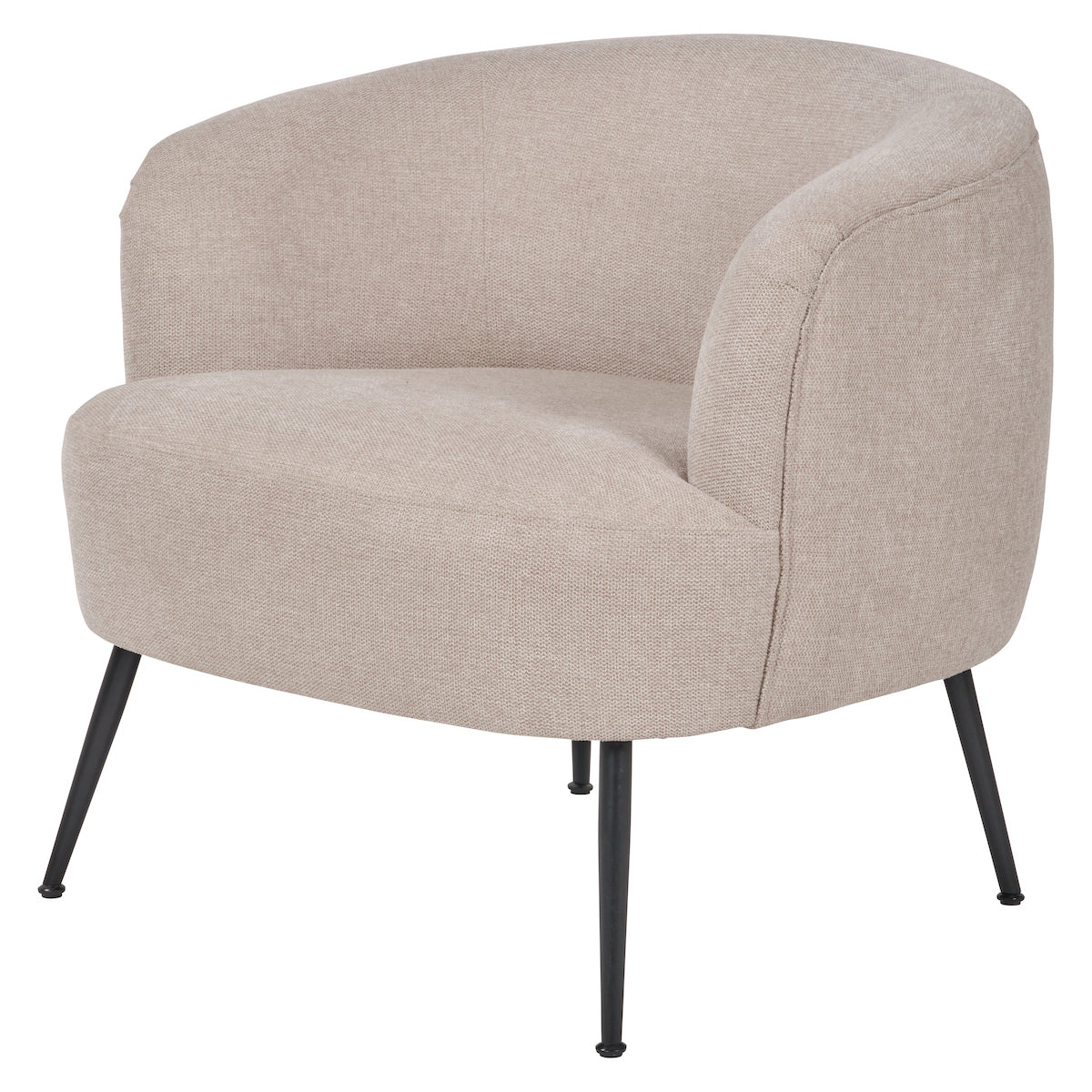 Beau&Co Ingrid Natural Chenille and Black Metal Tub Chair