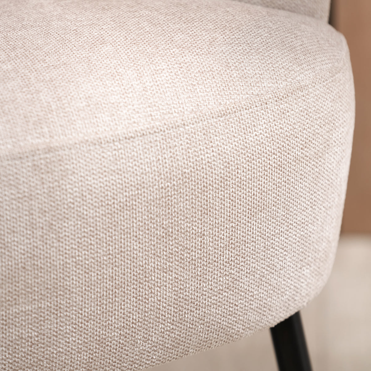 Beau&Co Ingrid Natural Chenille and Black Metal Tub Chair