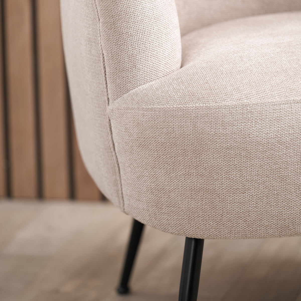 Beau&Co Ingrid Natural Chenille and Black Metal Tub Chair