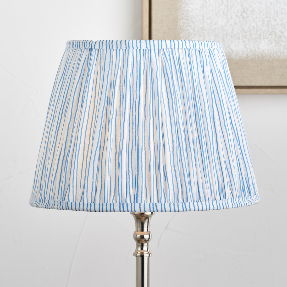 Beau&Co Jesper Blue Stripe Mushroom Pleat Tapered Lampshade