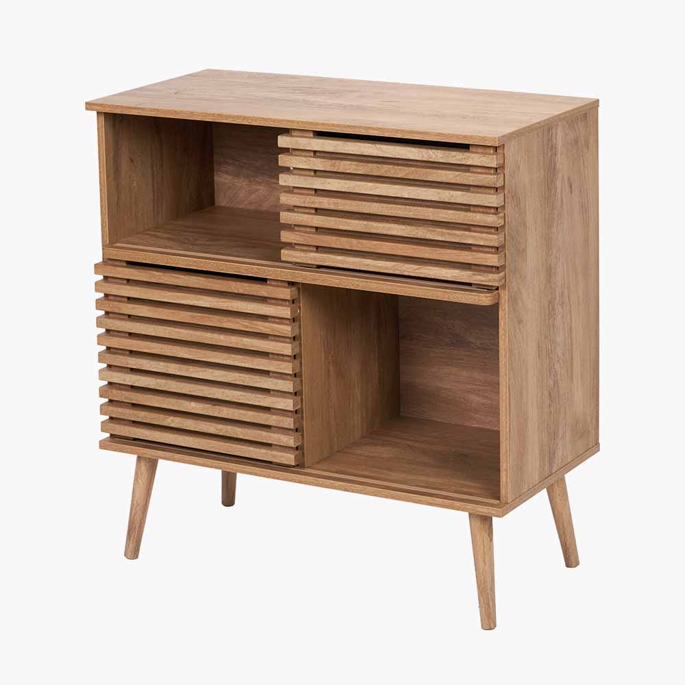 Beau&Co Knut Natural Eucalyptus Wood 2 Door 2 Shelf Unit