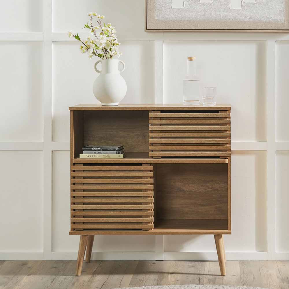 Beau&Co Knut Natural Eucalyptus Wood 2 Door 2 Shelf Unit