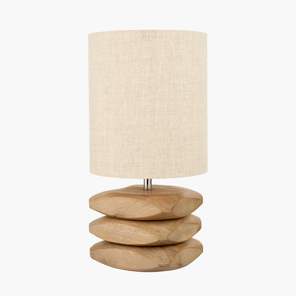 Beau&Co Lars Natural Mango Wood 3 Pebble Table Lamp
