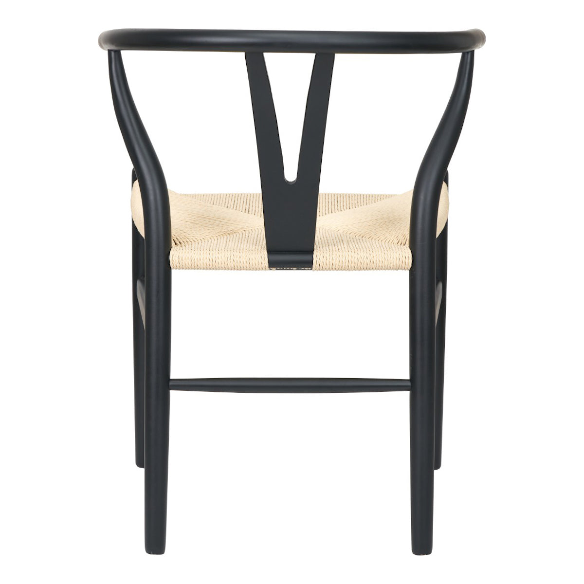 Beau&Co Leif Black Beech Wood and Natural Paper Rope Dining Chair