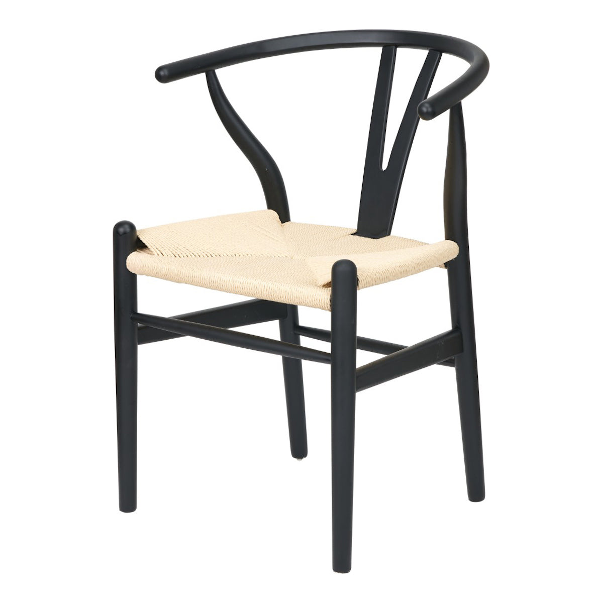 Beau&Co Leif Black Beech Wood and Natural Paper Rope Dining Chair