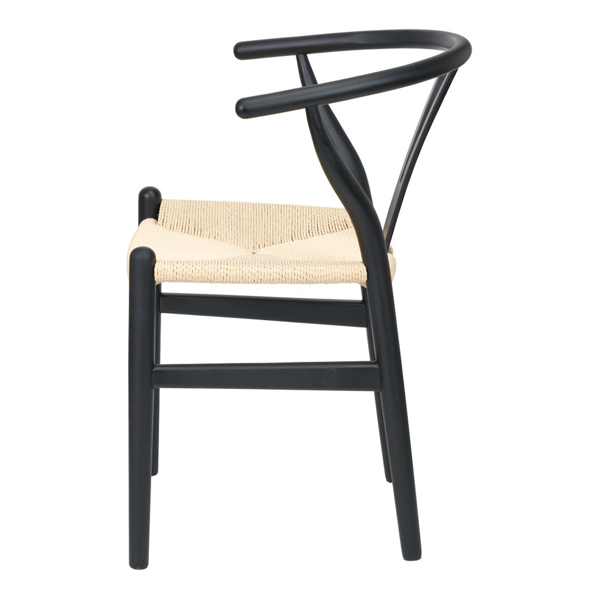 Beau&Co Leif Black Beech Wood and Natural Paper Rope Dining Chair