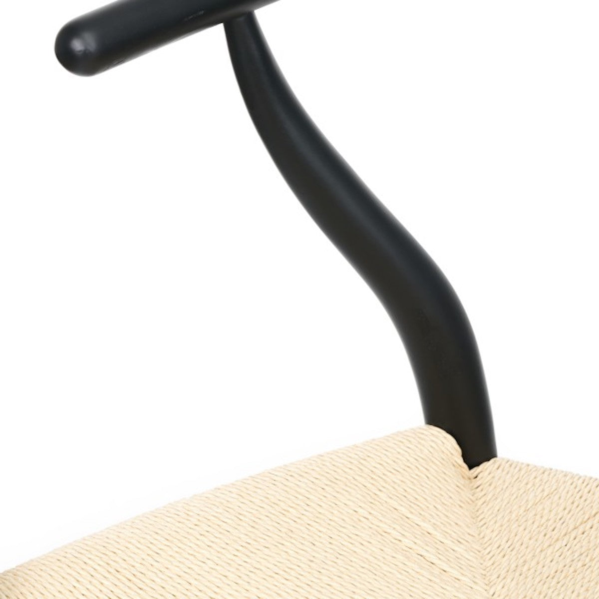 Beau&Co Leif Black Beech Wood and Natural Paper Rope Dining Chair