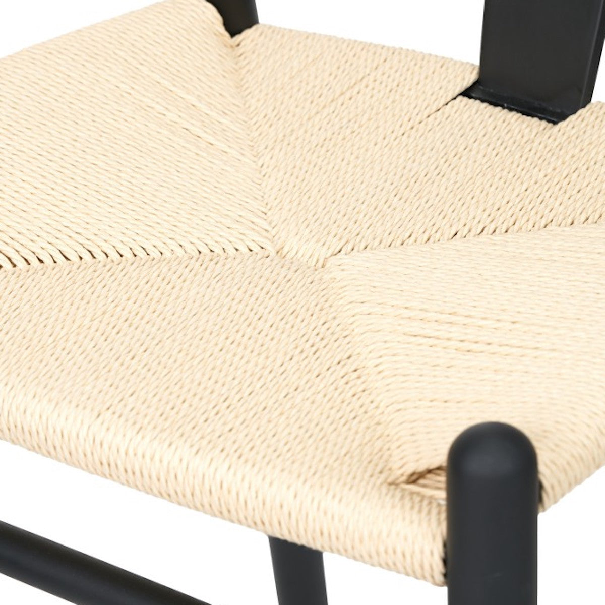 Beau&Co Leif Black Beech Wood and Natural Paper Rope Dining Chair