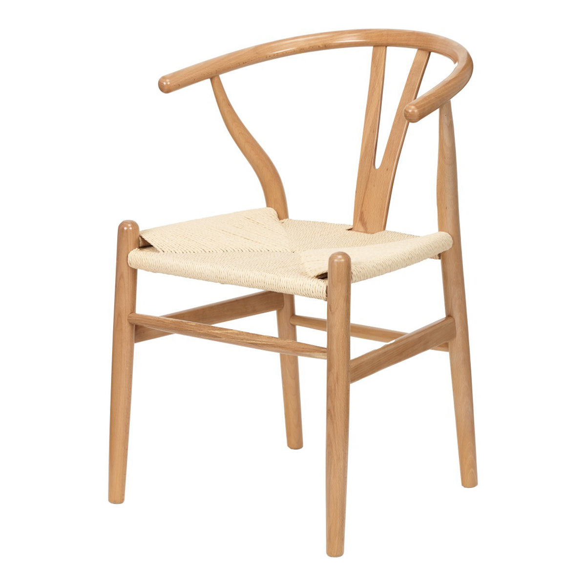 Beau&Co Leif Natural Beech Wood and Natural Paper Rope Dining Chair