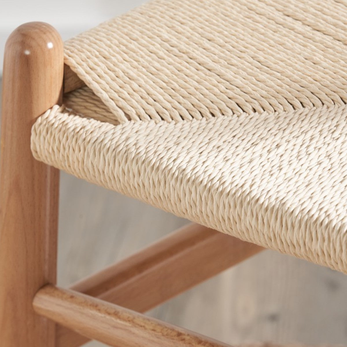 Beau&Co Leif Natural Beech Wood and Natural Paper Rope Dining Chair