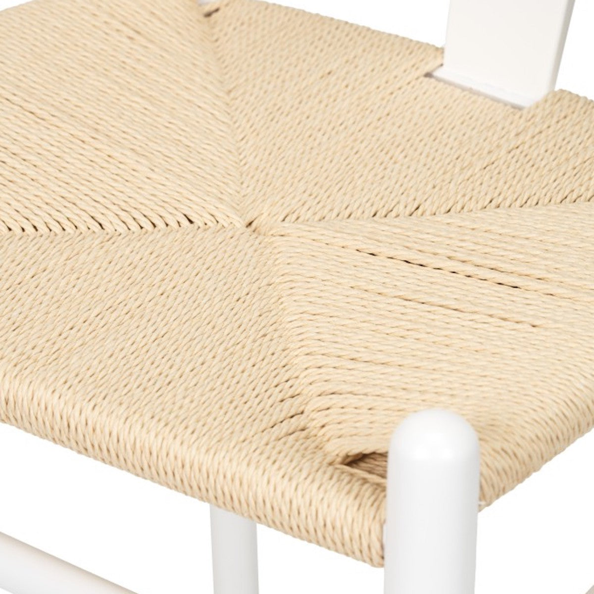 Beau&Co Leif White Beech Wood and Natural Paper Rope Dining Chair