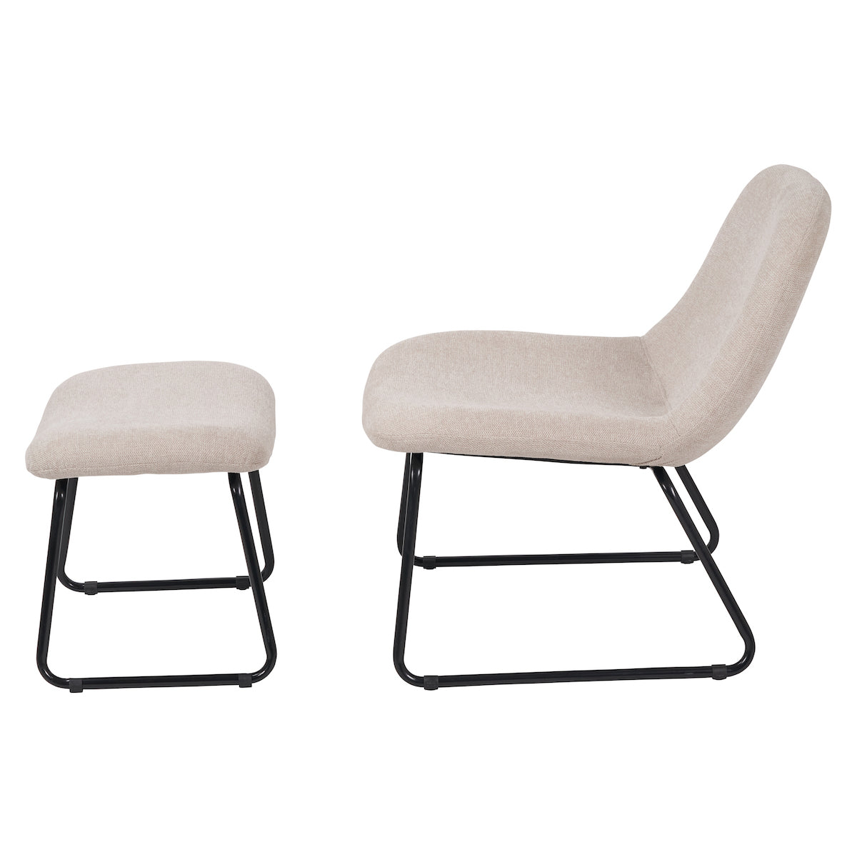 Beau&Co Linnea Natural Chenille Lounging Chair and Footstool