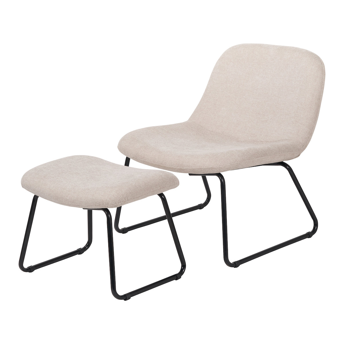 Beau&Co Linnea Natural Chenille Lounging Chair and Footstool