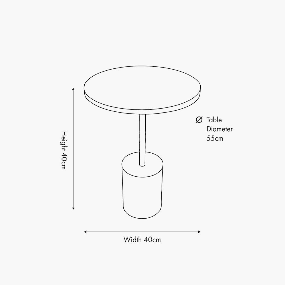 Beau&Co Loke Black Marble and Black Metal Cylinder Base Side Table