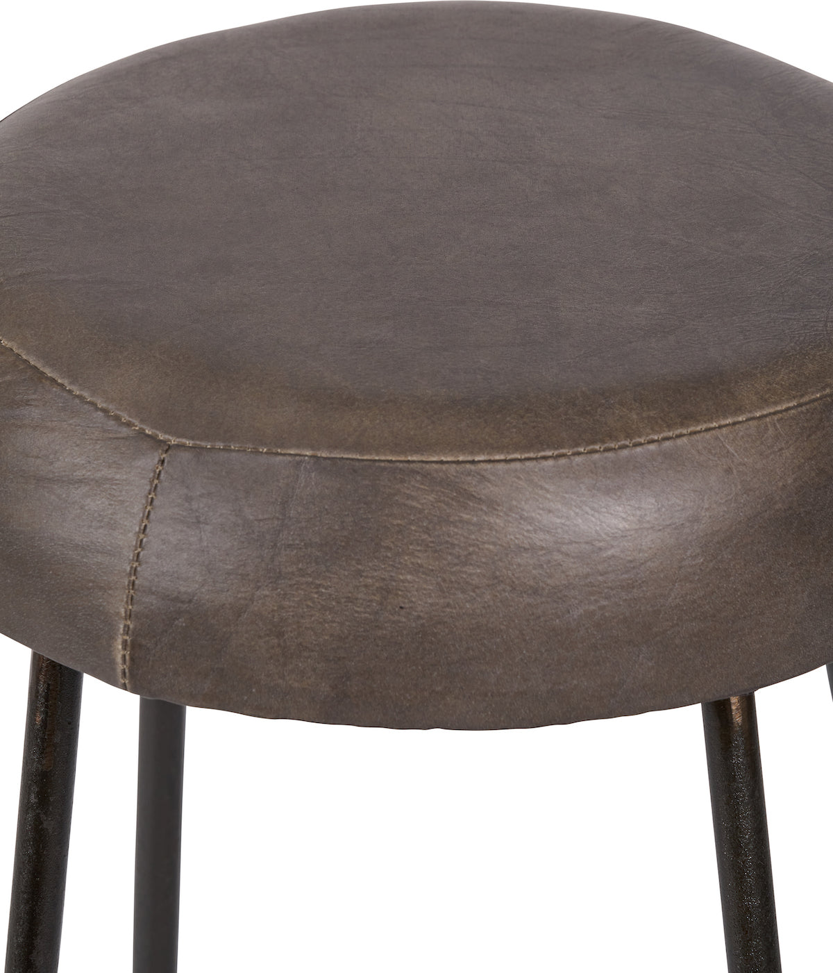 Beau&Co Mikkel Peppercorn Leather and Bronze Metal Bar Stool