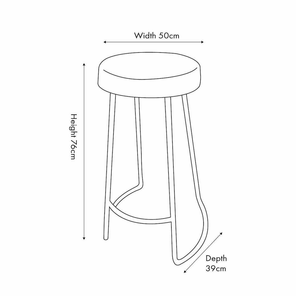 Beau&Co Mikkel Peppercorn Leather and Bronze Metal Bar Stool