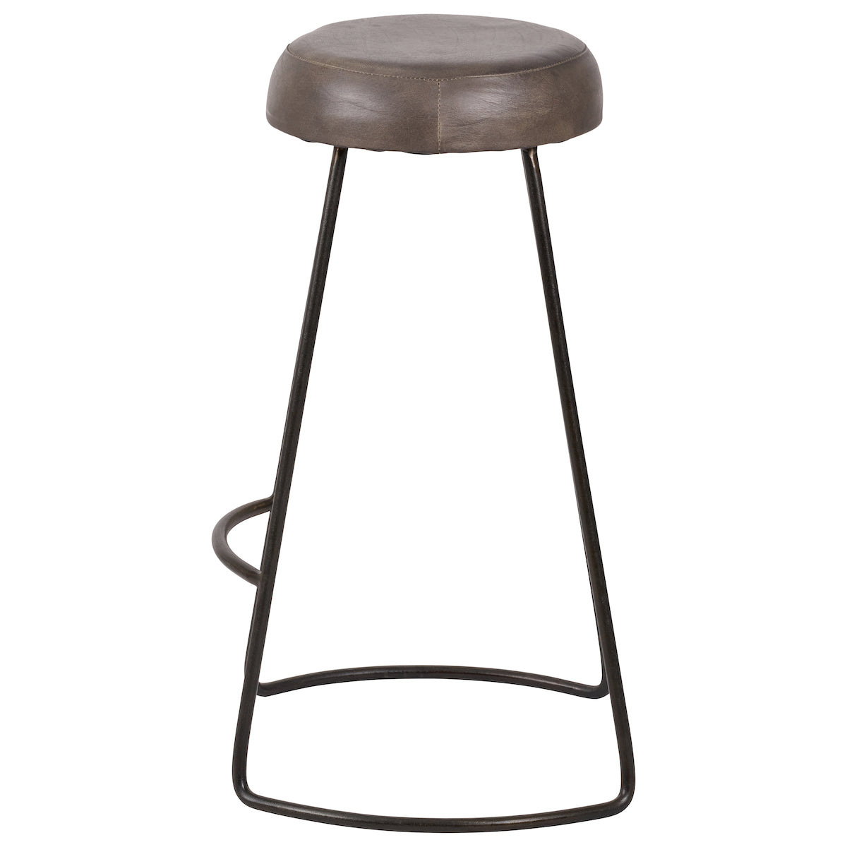 Beau&Co Mikkel Peppercorn Leather and Bronze Metal Bar Stool