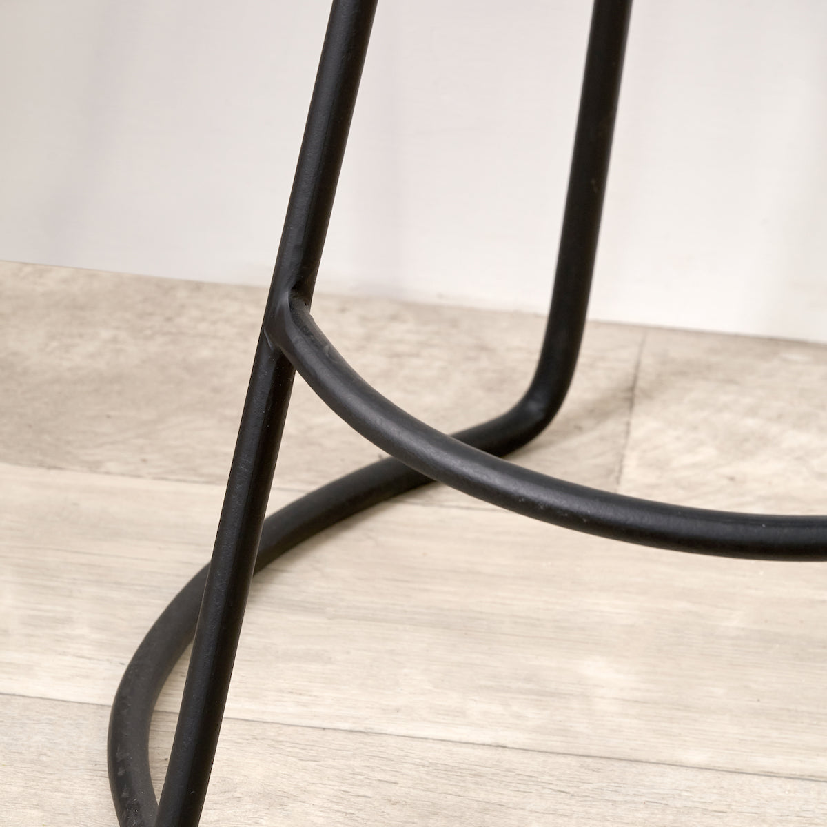 Beau&Co Mikkel Vintage Brown Leather and Black Metal Bar Stool