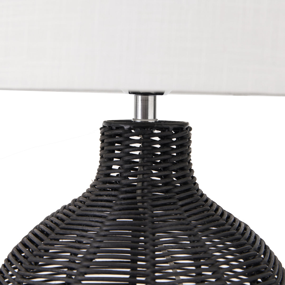 Beau&Co Nils Black Rattan Cloche Table Lamp