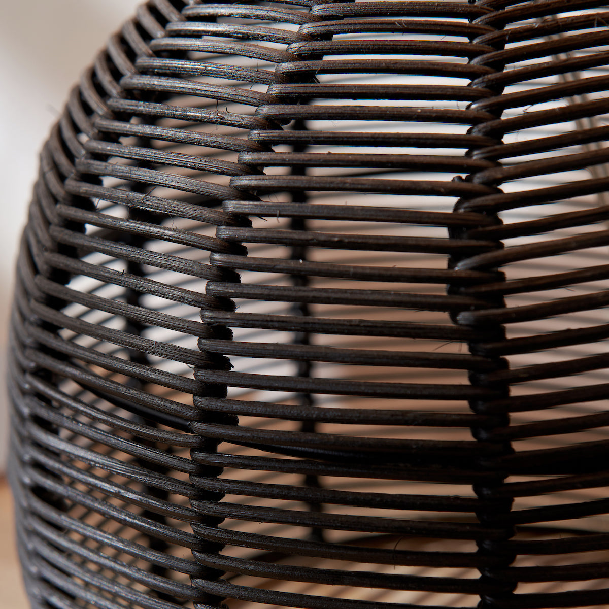 Beau&Co Nils Black Rattan Cloche Table Lamp