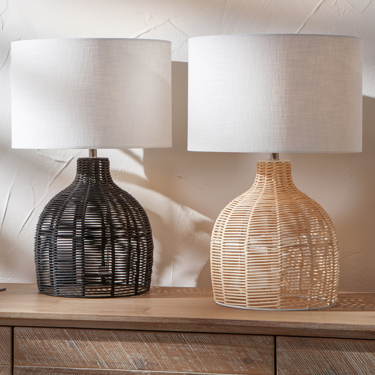 Beau&Co Nils Natural Rattan Cloche Table Lamp