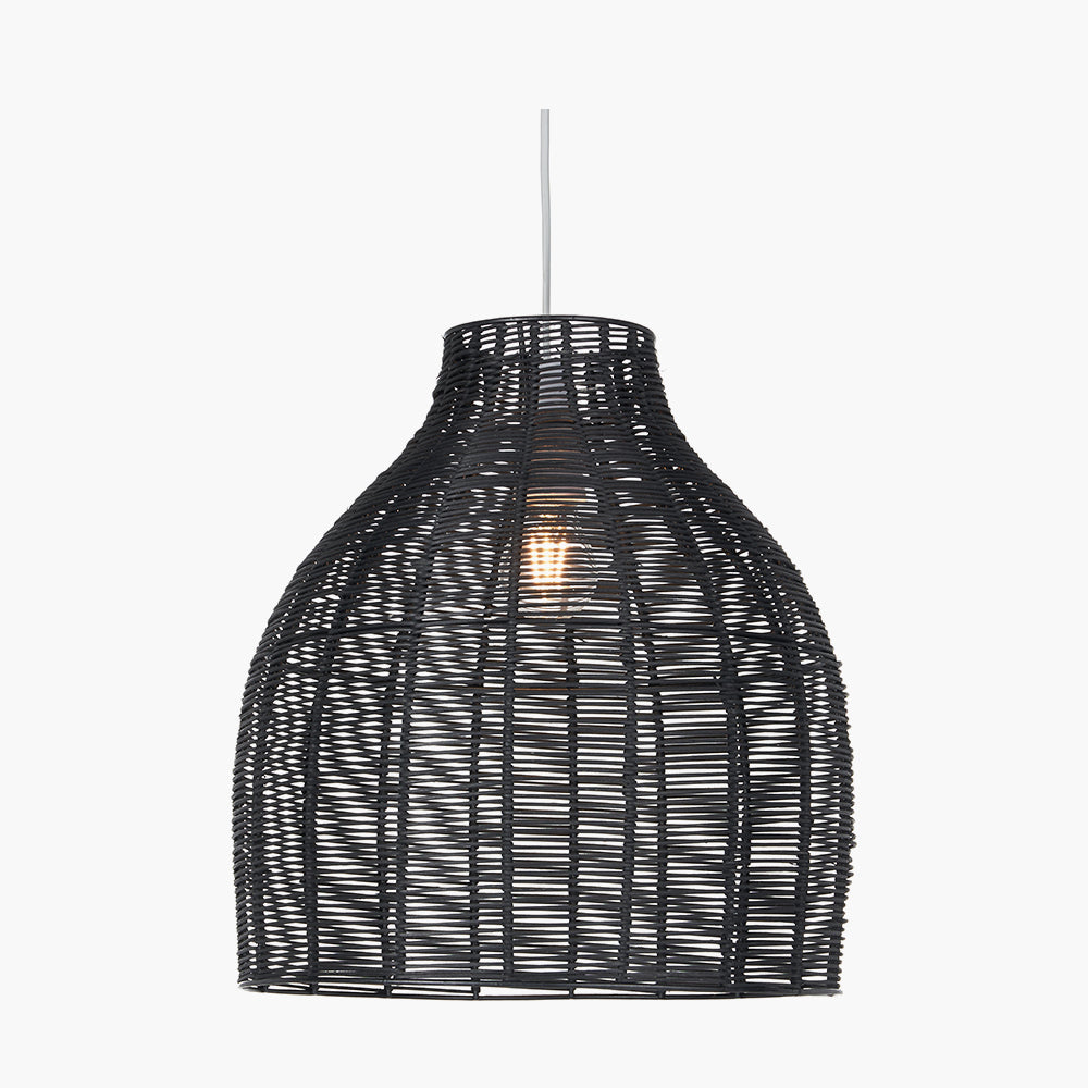 Beau&Co Nils Rattan Cloche Pendant In Black