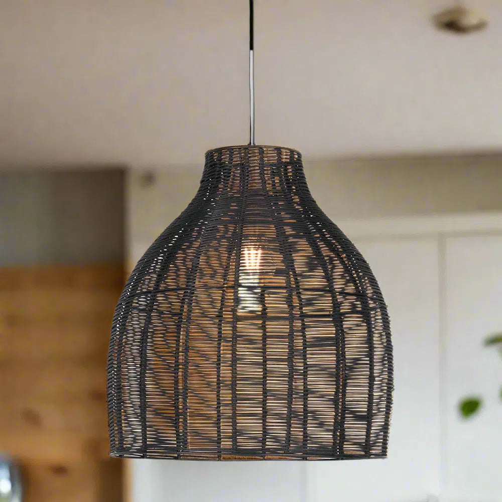 Beau&Co Nils Rattan Cloche Pendant In Black