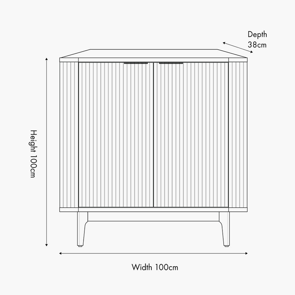 Beau&Co Oskar Dark Brown Ribbed Oak and Pine Wood 2 Door Bar Cabinet