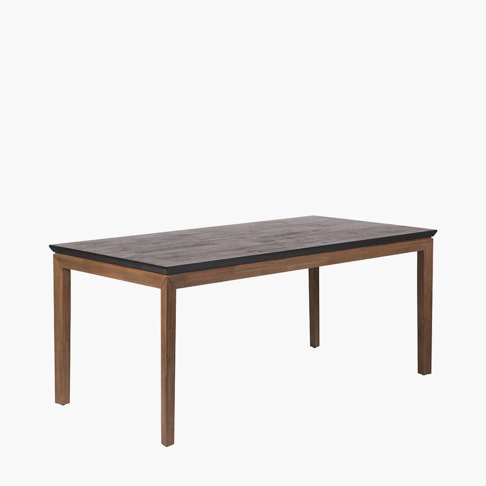 Beau&Co Pelle Black and Natural Acacia Wood Dining Table