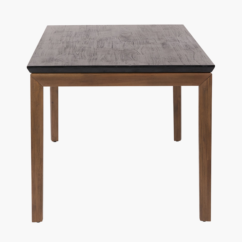 Beau&Co Pelle Black and Natural Acacia Wood Dining Table