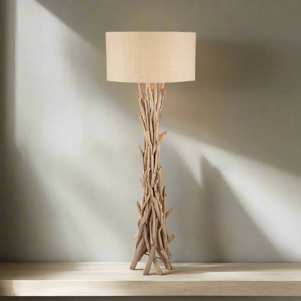 Beau&Co Runa Driftwood Floor Lamp with Natural Jute Shade