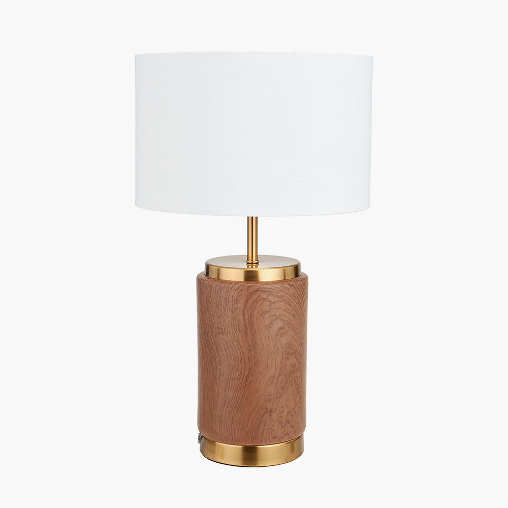 Beau&Co Rune Wood Effect Ceramic Table Lamp
