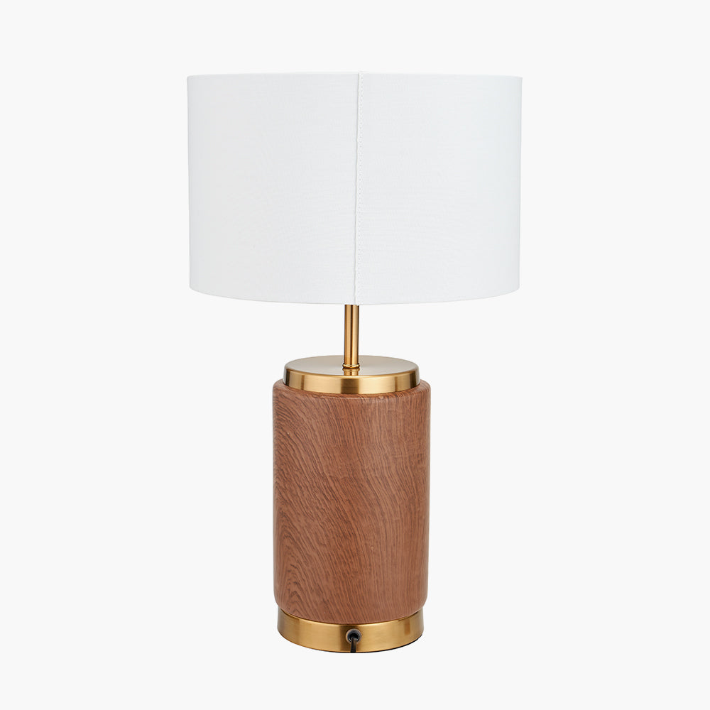 Beau&Co Rune Wood Effect Ceramic Table Lamp