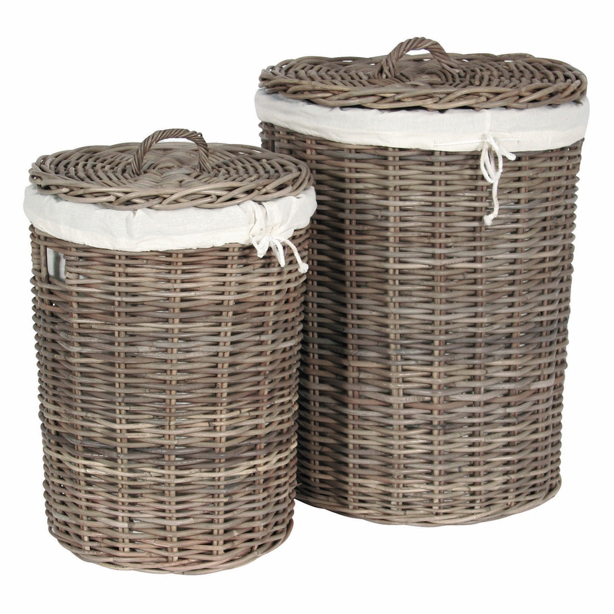 Beau&Co S/2 Grey Kubu Round Linen Baskets